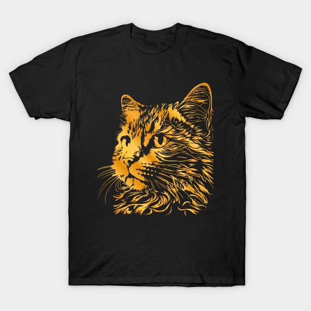 Gold cat, cute face cat with gold colors for cats lovers T-Shirt by HB WOLF Arts